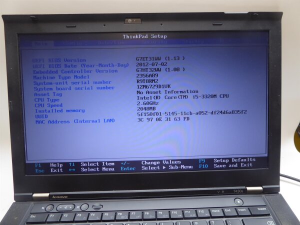 Lenovo Thinkpad T430s i5-3320M 2GB NoteBook ohne Akku HDD und Netzteil geht an 1
