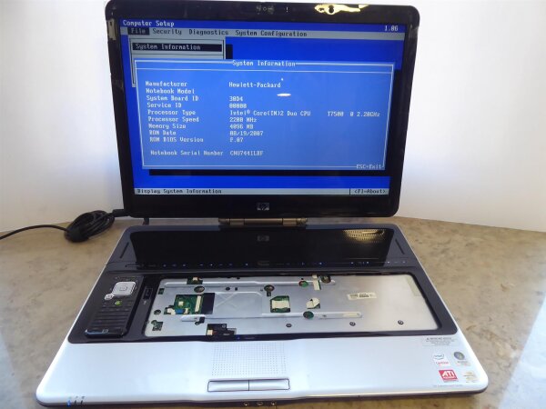 HP Pavilion HDX9000 NotebookT7500 4GB 20.1"  ohne Akku HDD und Netzteil geht an