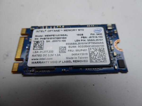 Lenovo IdeaPad 330 330-15IKB 16GB M.2 Sata Mini SSD Festplatte 00UP481 #4389
