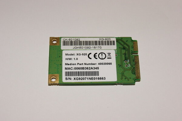 Medion MD96340 ZyDAS XG-920 Wifi WLAN Karte 40020065 #3782_8