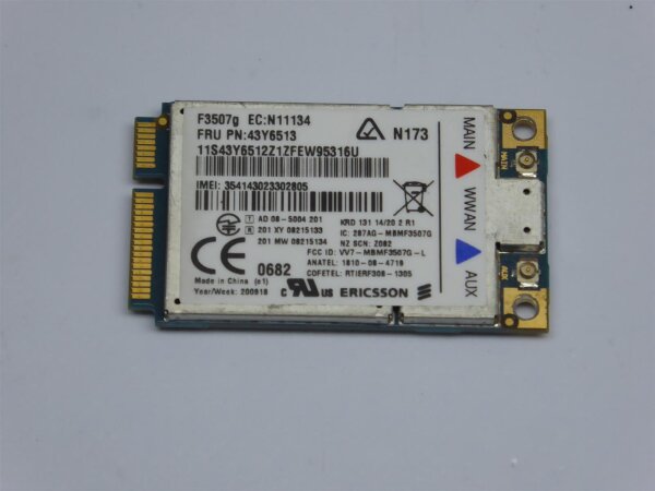 Lenovo ThinkPad X200 Tablet 7450 Ericsson F3507G 3G UMTS Karte 43Y6513 #3721